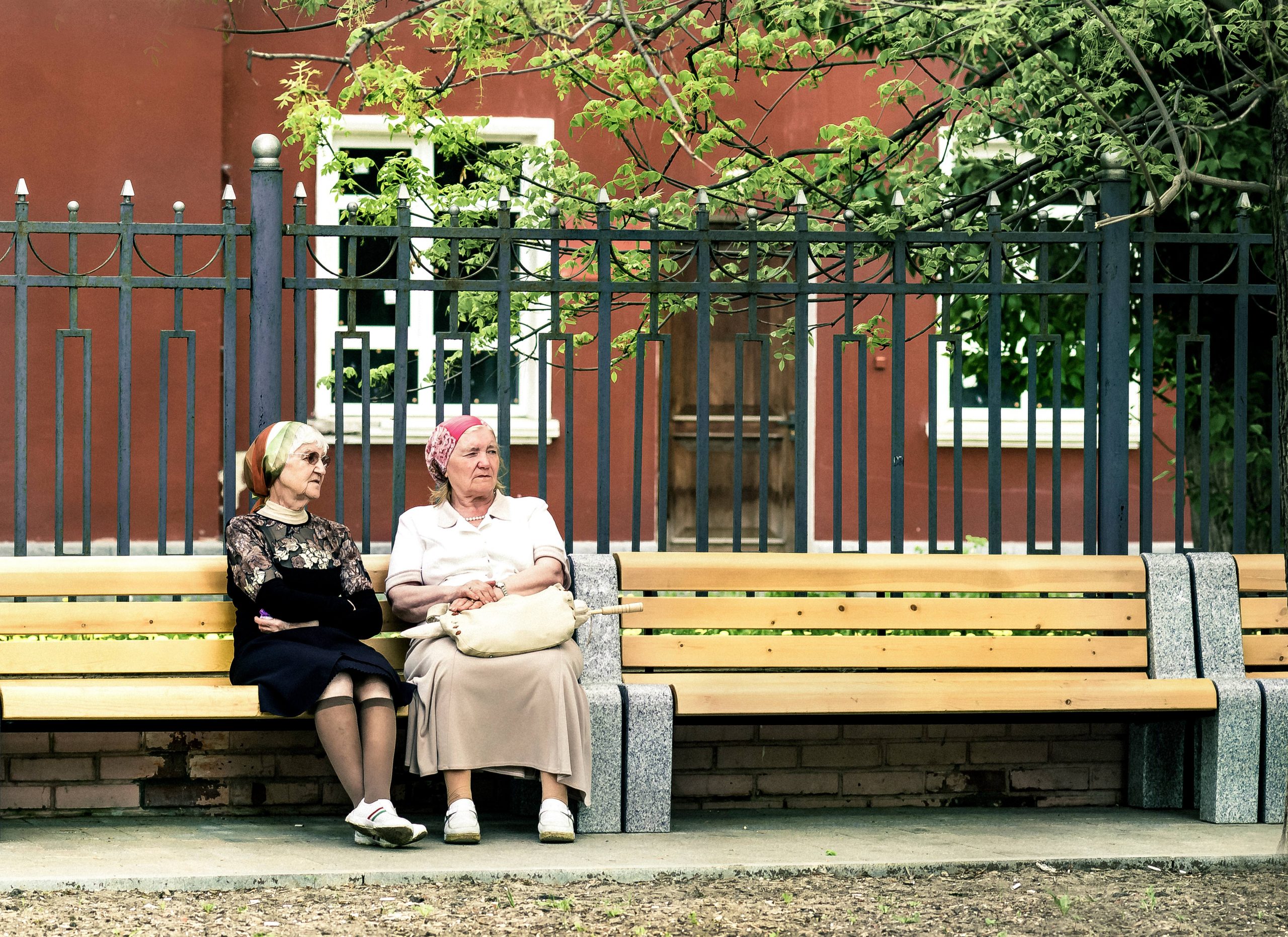 Two Old Women on a Bench